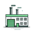 Fábrica con chimeneas activas, destacando servicios especializados en desatascos industriales y mantenimiento de sistemas de drenaje en entornos de alta actividad manufacturera.